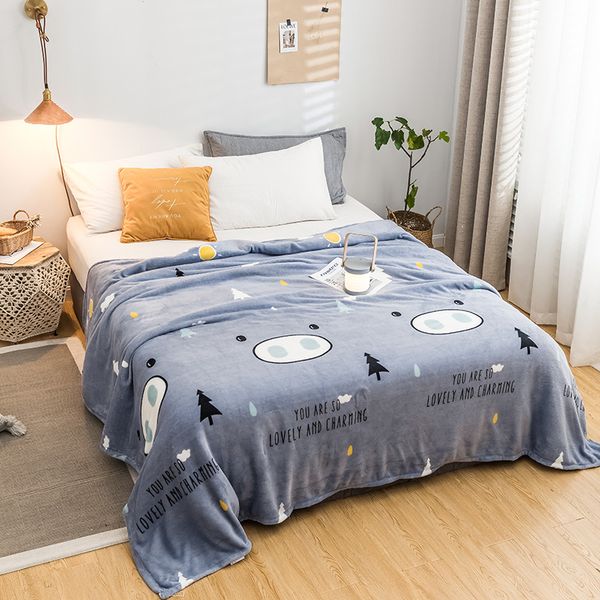 

brand catton pattern good night bedspread blanket decoration for home coral fleece throw cover on the bed for children or adults