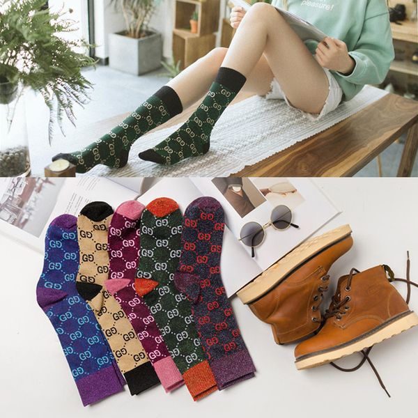 Acheter Nouvelle Marée Chaussette 10 Couleurs Automne Couleur Bonbon Lettre Lettre Pile Bas De La Mode Féminine Tendance Multicolore Coton Sauvage