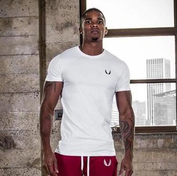 

printed men's running t-shirts cool training t-shirt short sleeve quick dry sports tees fitness, Black;blue