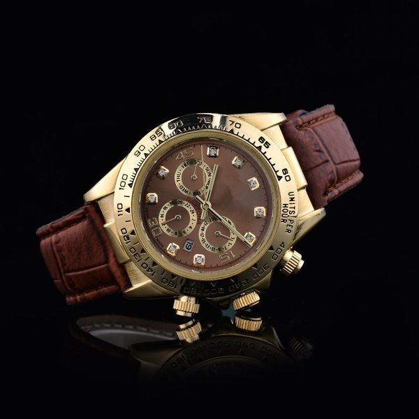 

relogios masculinos 40 мм высокое качество топ марка золотые часы мужчины известный дизайнер моды big bang кварцевые автоматические день дат, Slivery;brown