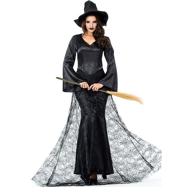 

halloween costumes for women witch cosplay dress hat halloween gift, Black;red
