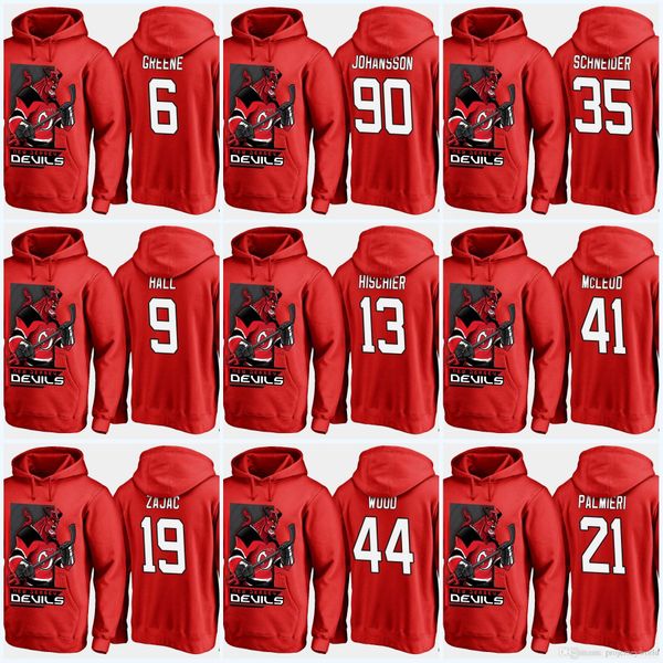 

13 Nico Hischier New Jersey Devils Cartoon Hoodie 9 Taylor Hall 30 Martin Brodeur 35 Cory Schneider 19 Travis Zajac Hockey Jersey