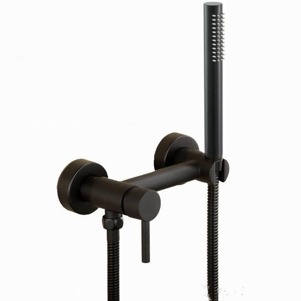 

bathroom black shower faucet with hand shower wall mount single handle solid brass bathtub shower mixer th980