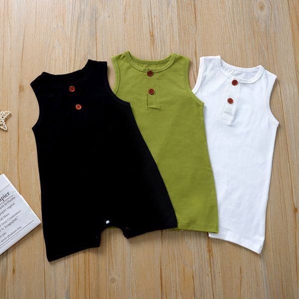 

children's bodysuits baby dinosaur cartoon pattern male baby sleeveless open button jumpsuit new, Blue