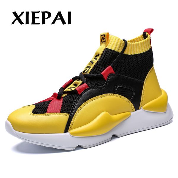 

xiepai mens autumn & winter sneakers high brand shoes casual shoes men casual men shoe fashion mens zapatos, Black