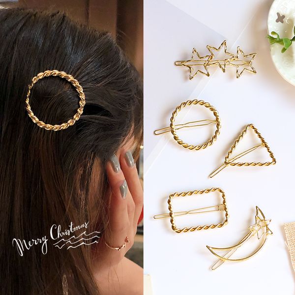 

maxi simple fresh bangs clip hairpin joker fashion hair accessories, Golden;silver