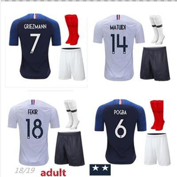 

18 19 mbappe football uniforms 2018 2019 tolisso griezmann soccer sets pogba football kits giroud dembele soccer shirt shorts socks, Black