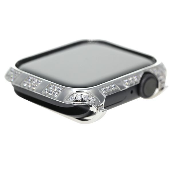 New Platinum Smart Watch Case per iWatch serie 4 5 6 custodia protettiva in lega di metallo con strass in cristallo con diamanti lunetta 40mm 44mm