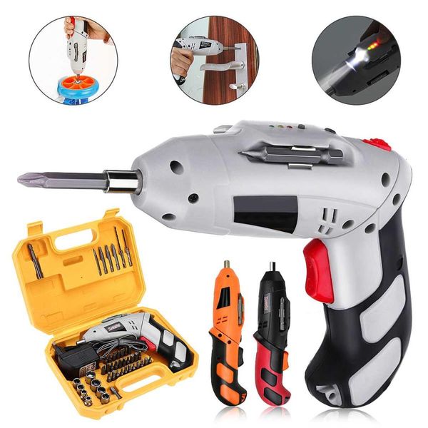 

4.8v 45 in 1 electric screwdriver drill set 2 type unscrew tool with led light multi-function cordless electric drill power tool