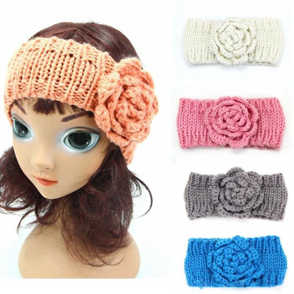 Textured Crocheted Flower Headbands Hand Knitted Kids Headband Winter Baby Headbands Baby Girl Head Wraps Unique Head Accessories Toddler Hair