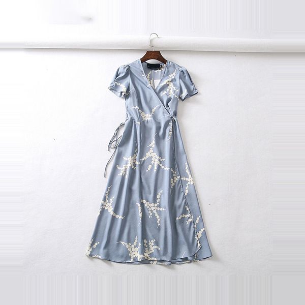 

women dresses women dress summer flower dot summer wrap dress women short sleeve chiffon beach dress fashion work v neck party midi, Black;gray