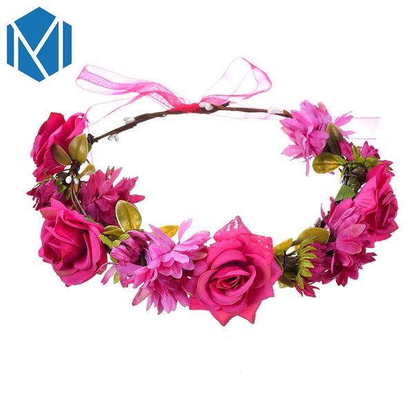 

bridesmaid flower crown women rose peony floral headband wedding garland boho wreath fabric wianek kwiatowy cerchietti capelli