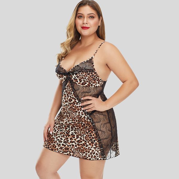 

плюс размер sexy пижама юбка костюм новый глубокий v ремень leopard print главная service женщины 312291, Black;red