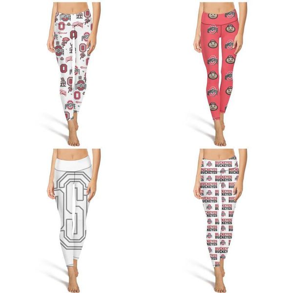 

ohio state buckeyes football logo fashion women's printing yoga pants large size casual full length suitable for dance leggings ohio re, Black