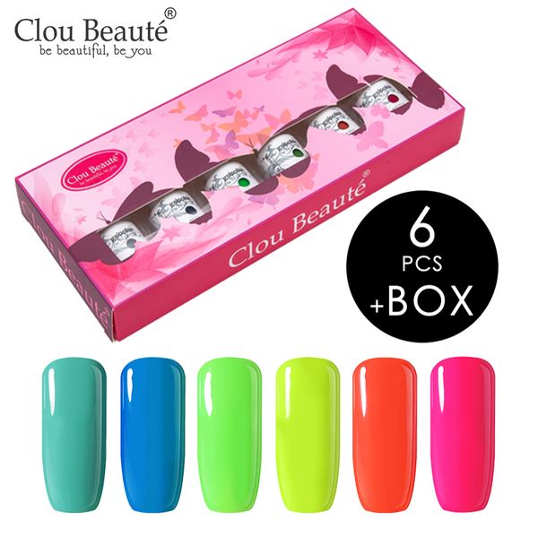 

clou beaute set gift box of 6 pieces gel nail polish 85 colors nails soak off uv led gel lacquer manicure vernis semi permanant, Red;pink