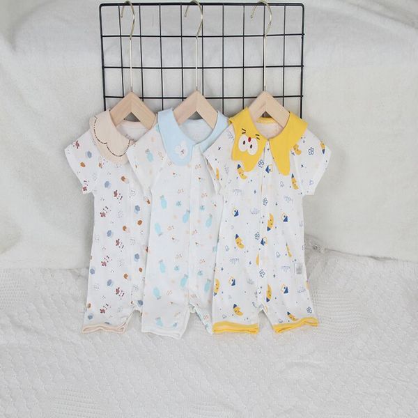 

newborn baby clothes short sleeve girl boy clothing turn down cotton rompers costumes white kids girls playsuit outfits jumpsuit, Blue