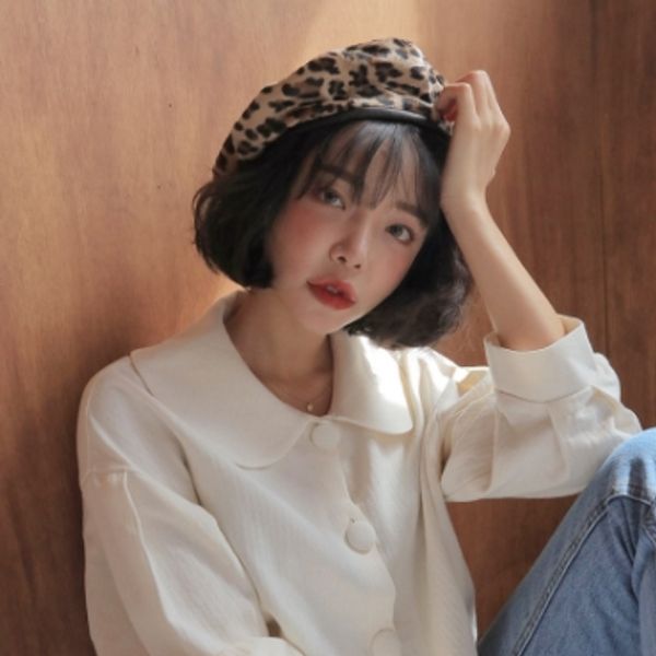 

2020 женщин новой корейские зимней моды шапочки бренд дизайнер ретро авангард диких леопардов шляпа художник шапка оптовых продажи, Blue;gray