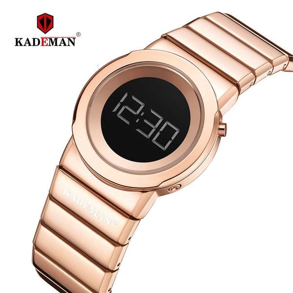 

kademan lcd digital ladies watches new fashion women wristwatch brand casual watch full steel bracelet 3atm, Slivery;brown