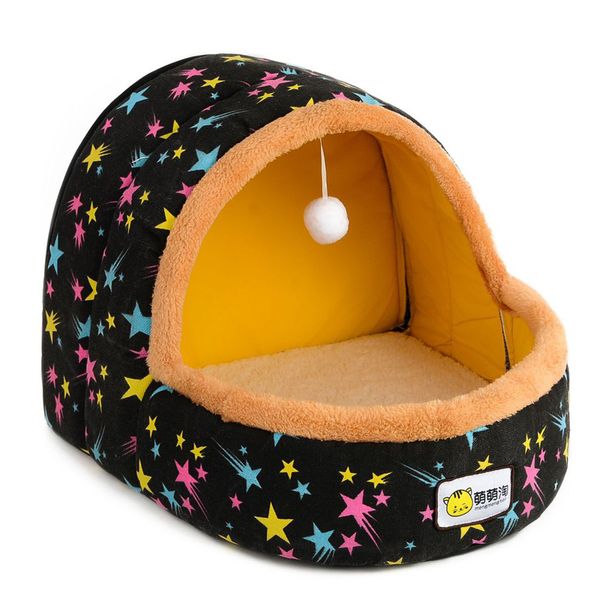 

petshy warm cat cave bed dog house autumn winter soft plush small dogs cats home nest cute pattern kitten puppy kennel shelter