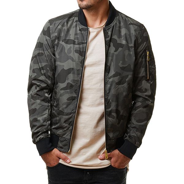 

new autumn men bomber jacket casual solid camouflage slim male baseball windbreaker jackets and coats men jacket 4xl, Black;brown