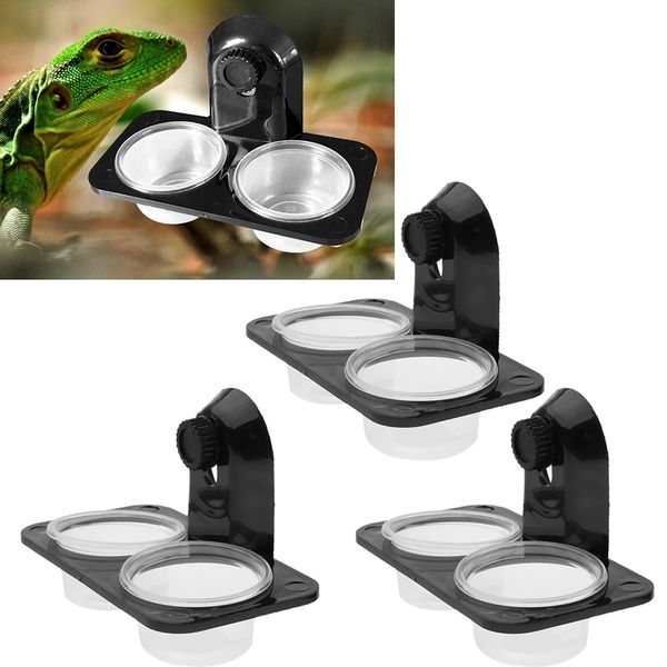 

3 pcs dual reptile feeding bowl screw food & water dish for gecko, lizard, etc