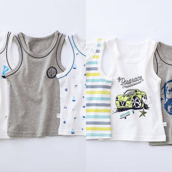

znoav children's summer thin cotton sling knitted bottoming three-piece combination car little princess floral camisole vest vest boy b, Blue