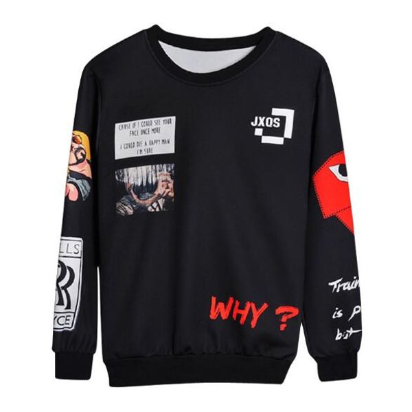 

mens sweatshirts new fashion style 19ss 3d letter printed long sleeved sweater mens round neck printing sweatshirts, Black