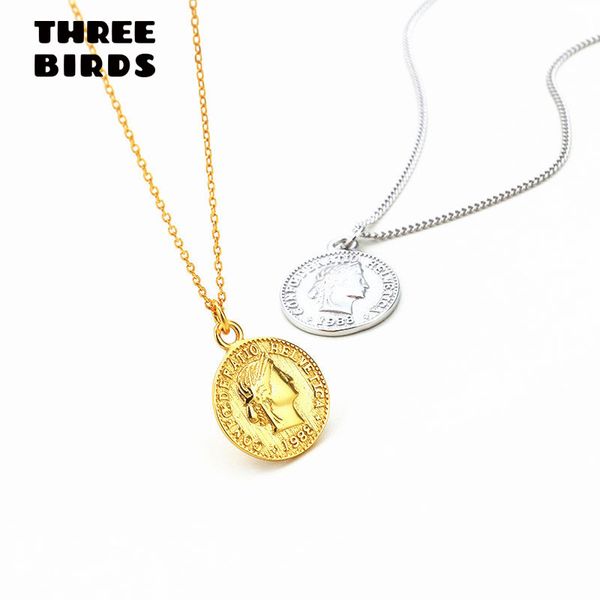 

three birds trendy gold coin pendant necklace fashion classic necklace for women jewelry christmas gifts cry x-l0128, Golden;silver
