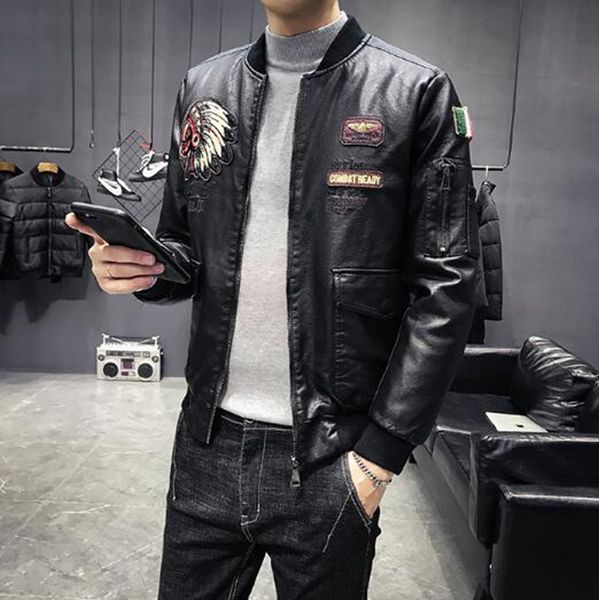 

men's winter new korean boutique personality handsome fashion embroidery graffiti youth cotton-padded jacket baseball jacket / m-5xl, Black