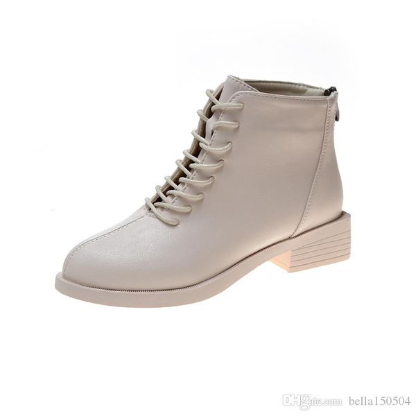 

women winter boots genuine leather fashion brand classic luxury british lace-up ladies black beige martin boots casual shoes