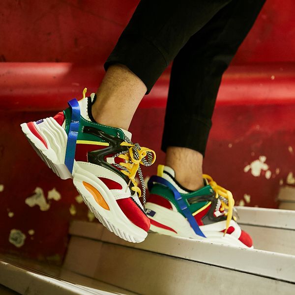 

men's tide shoes sneakers walking shoes light lace-up middle-height increasing man and woman casual, Black