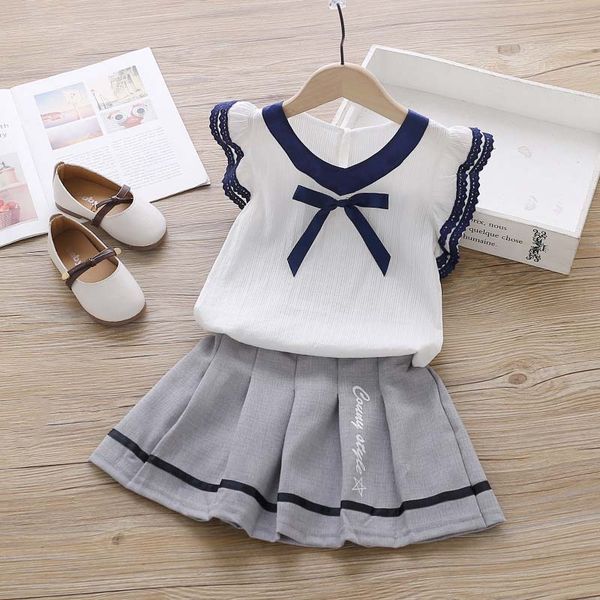

Girls summer clothes set girls fashion party clothing for children cotton sleeveless tops+skirts suits kids outfits, 10