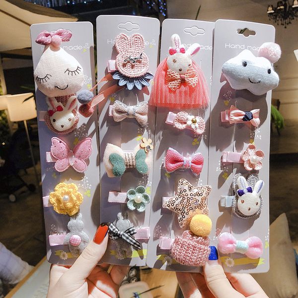 

eadolray new cartoon animals children hairpins girls headwear ribbon hair bow hair clips for kids accessories, Slivery;white