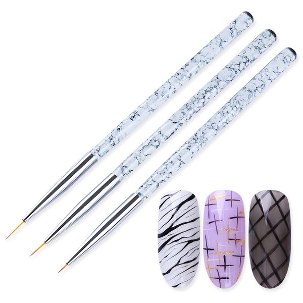 

uv gel varnish liner drawing nail brush set acrylic painting pen marble pattern handle manicure nail art tool accessory, Yellow