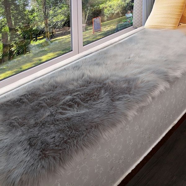 

artificial sheepskin rug furry home car seat cushion fluffy float window mat