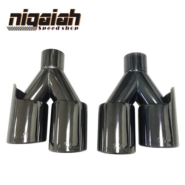 

2pcs car 304 stainless m tips universal chrome plating black exhaust end tips for