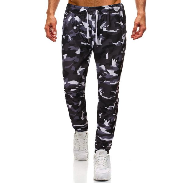 

mens designer thin fashion camouflage casual sports pants, Black