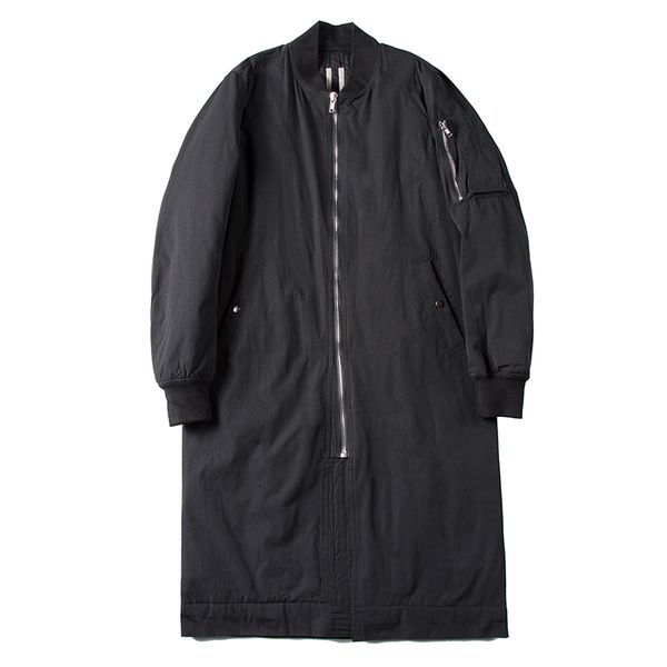 

european and american men's new list winter quilted lining embroidered solid long section small padded cotton collar jacket, Tan;black