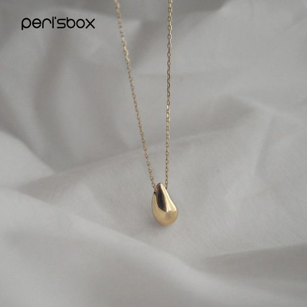 

peri'sbox gold color water drop pendant necklaces for women 925 sterling sliver tears link chain chokers necklace for her gifts cx20060, Silver