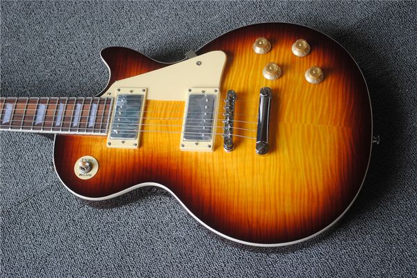 

custom electric guitar with rosewood fingerboard,flame maple veneer,2 pickups,fixed bridge,offering customized services