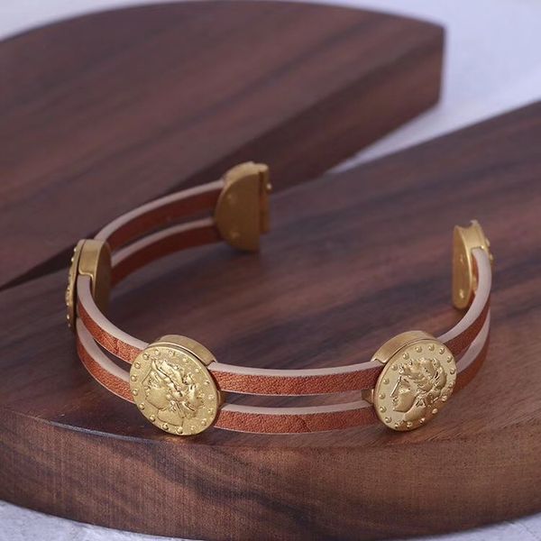 

fashion-y genuine leather with metal design for women belet bracelet wedding jewelry gift ps6250, Black