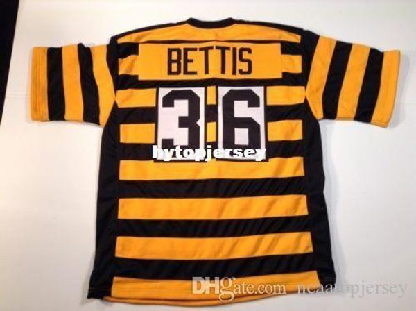 

retro custom sewn stitched #36 jerome bettis bumblebee mitchell & ness jersey high-end men's football jerseys college ncaa, Black;red