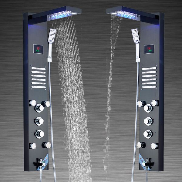 

ванная комната смеситель для душа black nickel led водопад душевая панель настенная душевая панель колонки с рук опрыскиватель