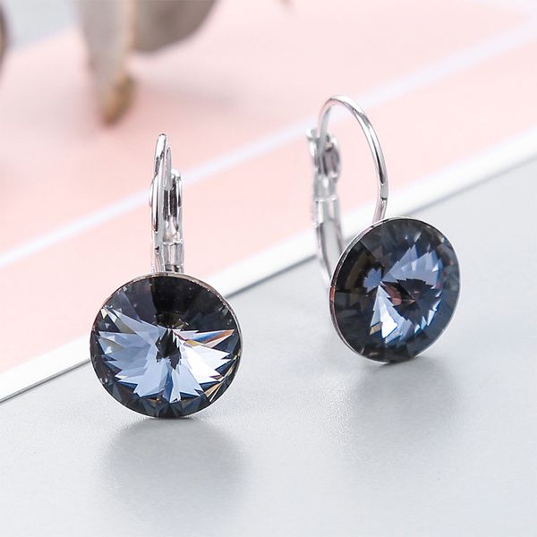 

deigners stud oorbellen made with swarovski elements crystal round shaped wedding earings jewelery for ladies women bijoux gift, Silver