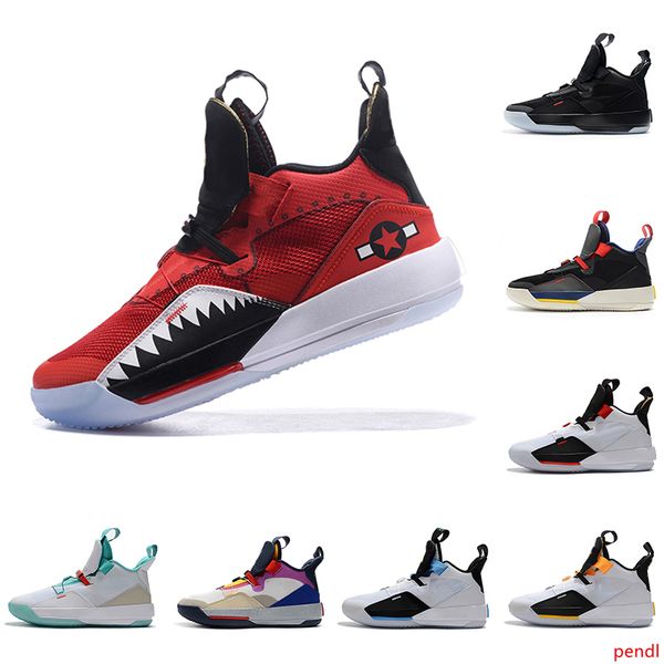 

2019 mens basketball shoes xxxiii pf 33 future of flight 33 tech pack 33s black dark smoke grey sail sneakers