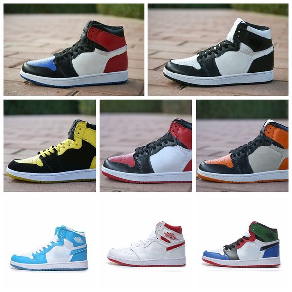 

2019 new 1 mid og outdoor shoes game royal banned shadow bred red blue toe men women 1s shattered backboard sneakers