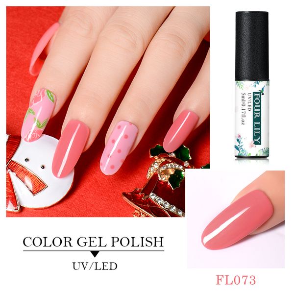 

four lily 5ml sweet pink color gel nail polish semi permanent 176 color uv gel varnish pink series soak off nail art manicure, Red;pink