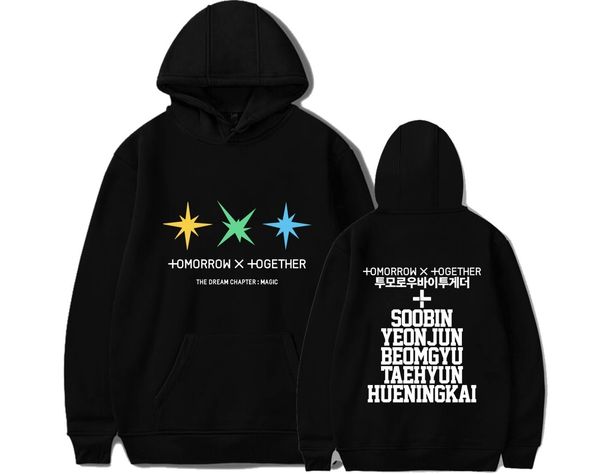 

kpop txt толстовки толстовка повседневный крупногабаритные hoodie плюс размер 4xl товар taehyun beomgyu yeonjun taehyun, Black
