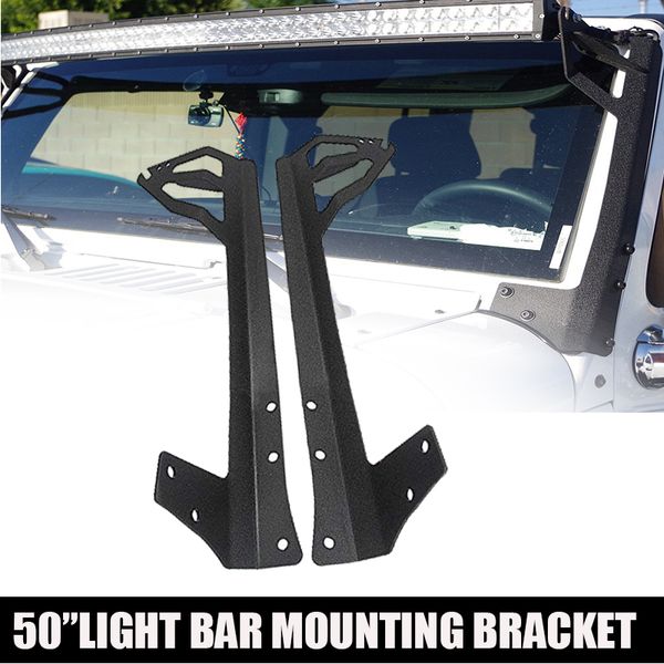 

50 inch led work light bar steel metal upper windshield mounting bracket w/hinge brackets for 2007-2018 wrangler jk