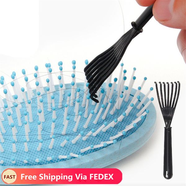 

уход за волосами стайлинг новая щетка для волос гребень уборщик встроенный инструмент черный пластик очистки съемная ручка бесплатная достав, Silver